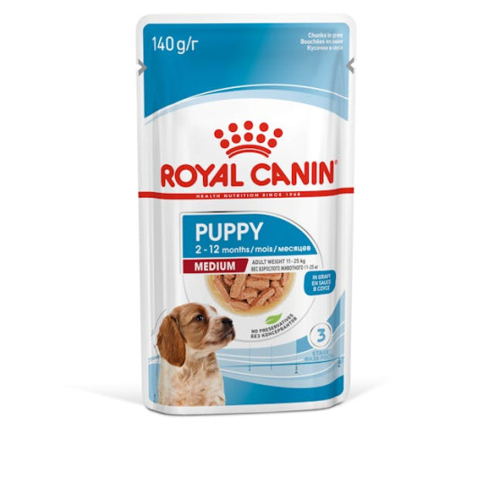 Royal Canin Medium Puppy – Hrană Umedă în Sos pentru Căței de Talie Medie – 140 g